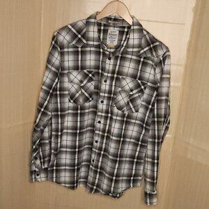 44MM The Original Black Blue Plaid Button Down Large